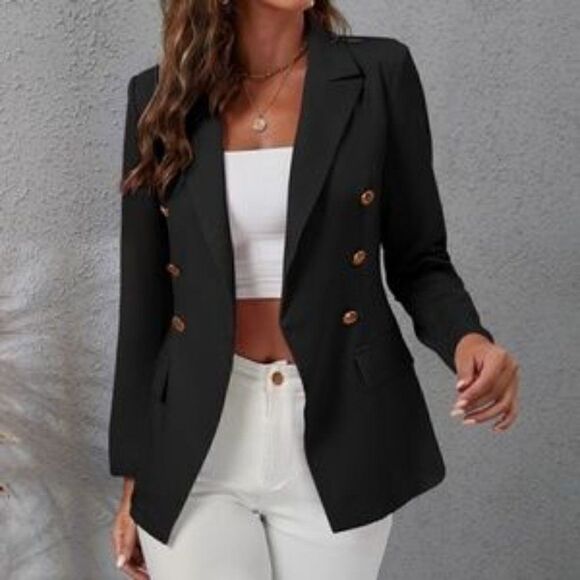 Classic Brown Double Breasted Work Office Blazer - Picture 11 of 13